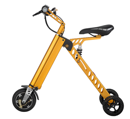 Yellow Motorized Folding Bike / Smallest Lightest Folding Bike Battery Assisted