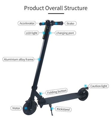 2 Wheel Stand Up Electric Scooter , Single Motor 36v Electric Scooter 250W