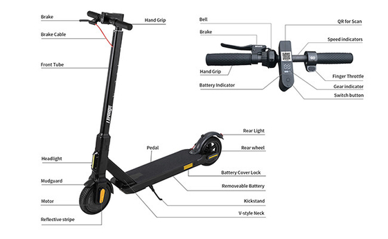 Black Color Shared Electric Scooter 8.5'' Tire Size With Powerful Removable Battery