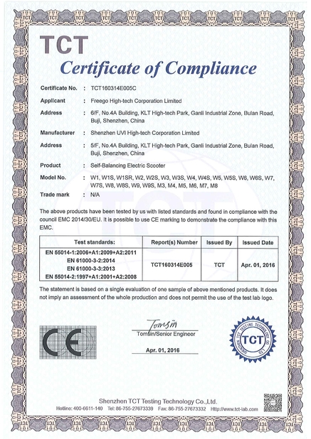 China Freego High-Tech Corporation Limited Co., Ltd. certification